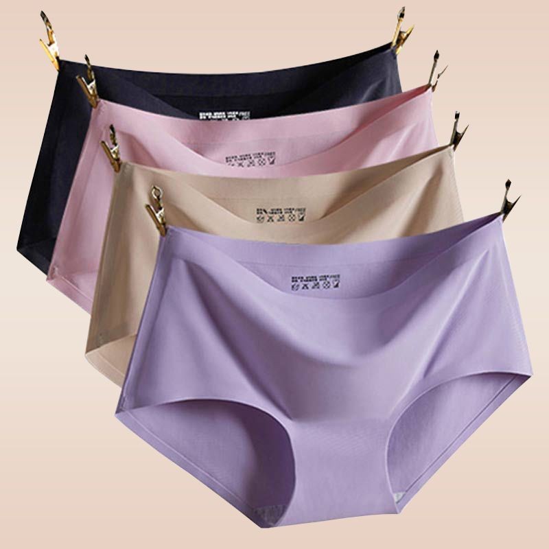 [แพ็คเกจรวมหลายชิ้น] กางเกงชั้นในผู้หญิงแบบไร้รอยต่อ เอวกลาง ผ้าไหมน้ำแข็ง ยืดหยุ่น ไซส์ใหญ่