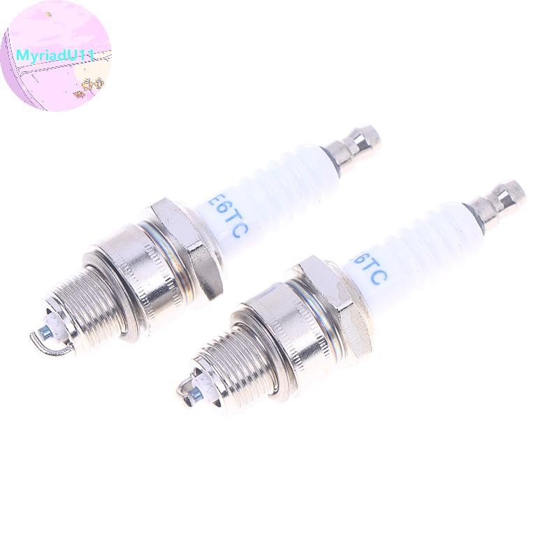 MyriadU 1/3 ชิ้นยี่ห้อใหม่รถจักรยานยนต์ Spark Plug E6TC สําหรับสกู๊ตเตอร์ Moped Part เปลี่ยนอุปกรณ์เ