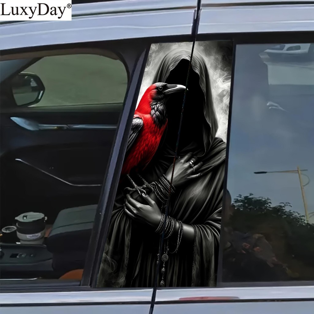 Luxedi, สติ๊กเกอร์เสารถแท่นบูชา Raven 2 แพ็ค, ฟิล์มป้องกันไวนิลกันรอยขีดข่วนและน้ํา, พื้นผิวด้าน, ลอ