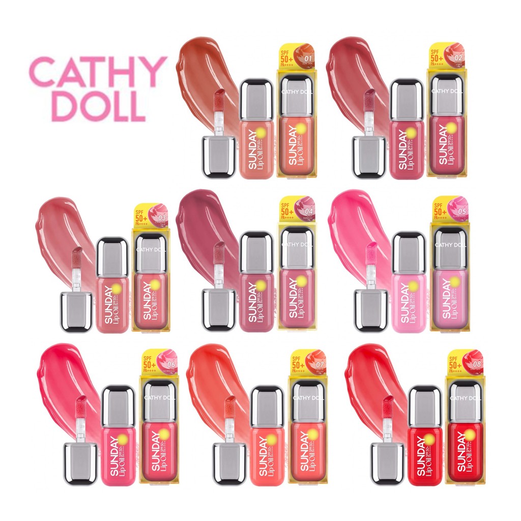 Cathy Doll Sunday Lip Oil SPF50+ PA++++ 3.5g. ลิปออยล์กันเเดด ออยล์ ลิปหลิงออม บำรุงปาก กันแดด ฉ่ำวาว
