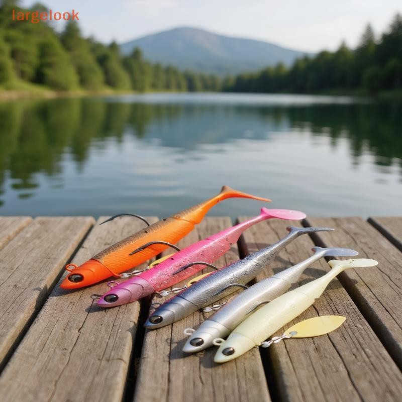 Glow-in-the-dark ตุ๊กตาล่อปลา T-tail ขนาด 9.5cm น้ำหนัก 20g มีกลิตเตอร์ สวมได้ด้วยเบ็ดเดียว เหมาะสำห