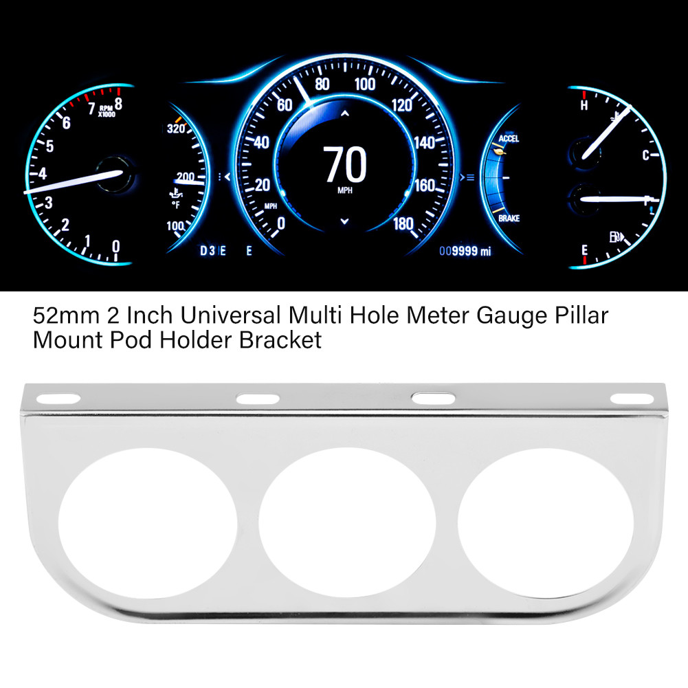 Seashorehouse-my Gauge Bracket Holder 52mm 2 นิ้ว Universal Meter Pillar Mount Pod (สีเงิน)