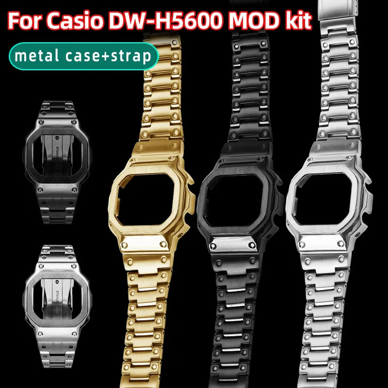 DW-H5600 โลหะ + สายสําหรับ Casio 3516 DW-H5600 สายคล้อง H5600 เหล็กกรณีโลหะสําหรับชาย H5600 MOD ชุดอ