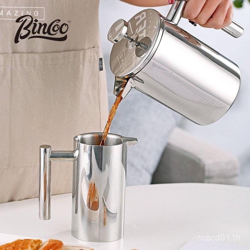 ขายร้อน bincoo หม้อกดฝรั่งเศส 304 หม้อกาแฟสแตนเลส Hand-Poured ครัวเรือน Double-Layer ฉนวนกันความร้อน