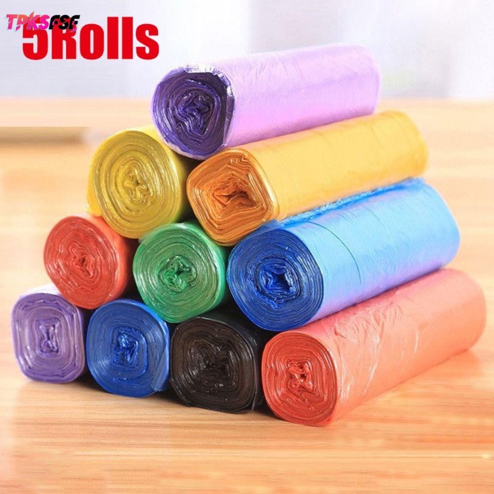 TPKSF 5 ม้วนถุงขยะ,Thicken Breakpointedทิ้งถังขยะกระเป๋า,ครัวเรือนที่แข็งแกร่ง 45*50 ซม.ถุงพลาสติกห้องครัวห้องนอนห้องนั่งเล่น