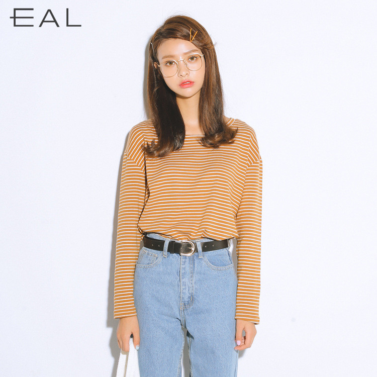 EAL Feather Trail 2023 แขนยาวผ้าฝ้ายแท้ สำหรับผู้หญิง ทรงหลวมลายรอบคอดูเก๋ สไตล์เกาหลียากซัมเมอร์