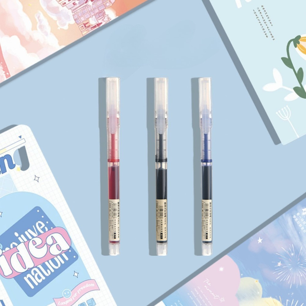 ปากกาลูกลื่น แบบกด สไตล์ ขนาด 0.5 mm หมึกเยอะมาก ปากกาเจล ปากกา สีแดง สีดำ สีน้ำเงิน