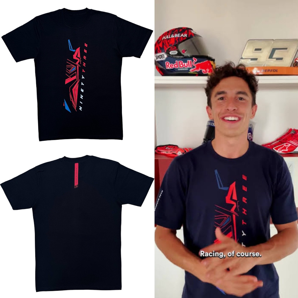 เสื้อยืดผ้าฝ้าย 100% พิมพ์ลาย MotoGP ของ Marc Marquez หมายเลข 93 ทีม Gresini สำหรับทุกเพศ