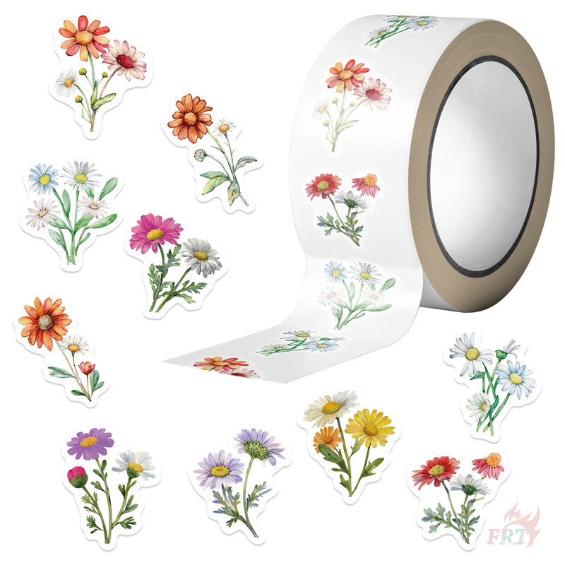 500ชิ้น/ม้วน ❤ Ins Daisy Flowers สติ๊กเกอร์รางวัลสําหรับเด็ก ❤ DIY สมุดภาพอัลบั้มตกแต่งสติกเกอร์ฉลากปิดผนึก