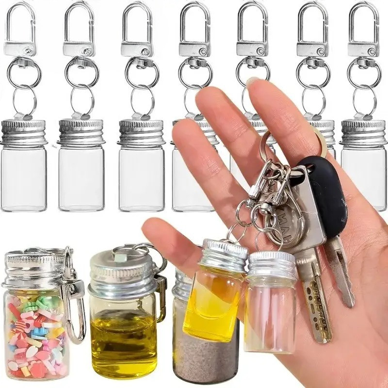 แก้วเปล่า Wish Drift ขวดพวงกุญแจสําหรับ DIY ห้องครัวขวดปรุงรสหัตถกรรมคู่จี้ตกแต่งของขวัญ