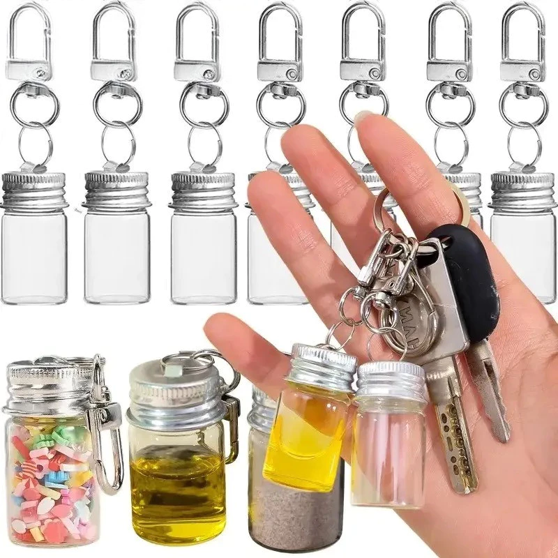แก้วเปล่า Wish Drift ขวดพวงกุญแจสําหรับ DIY ห้องครัวขวดปรุงรสหัตถกรรมคู่จี้ตกแต่งของขวัญ