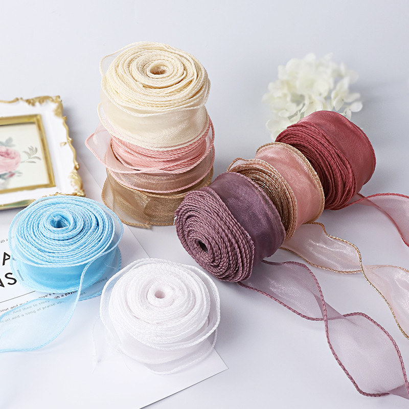 ริบบิ้น 4 cm ริบบิ้นผ้า 4 cm อุปกรณ์ตกแต่งกล่องของขวัญและเค้กด้วยริบบิ้นและดอกไม้