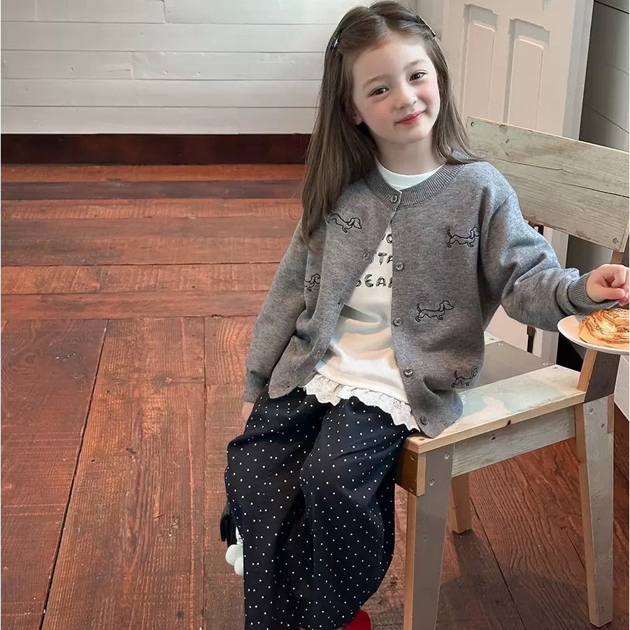 PRETTY BABY เสื้อคลุมเด็ก เสื้อคาร์ดิแกน เสื้อกันหนาวเด็ก งานปักน้องหมา(1775)