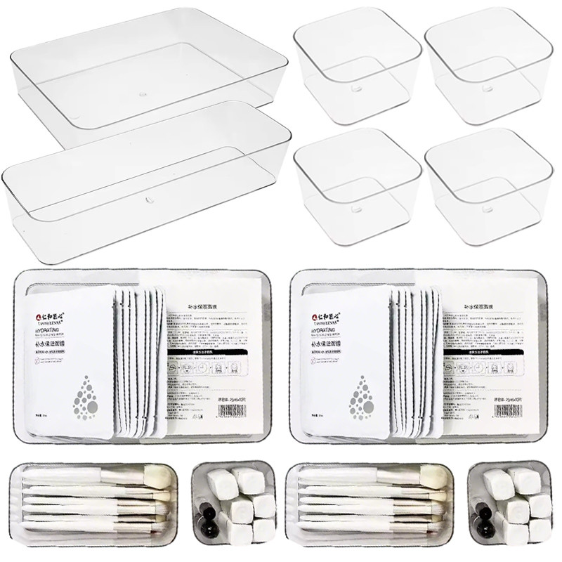 ลิ้นชักอเนกประสงค์ Sundries Makeup Partition Organizer - กล่องเก็บของตั้งโต๊ะแบบใสพลาสติก