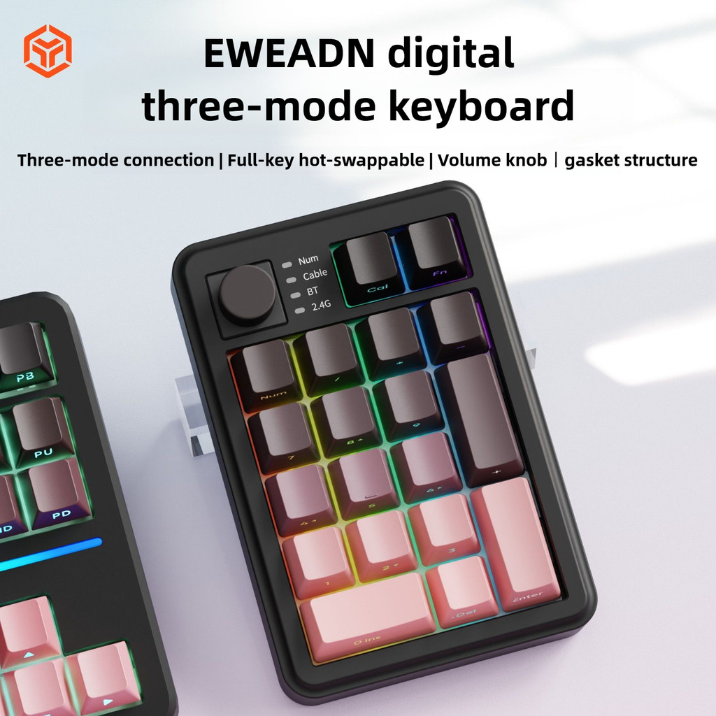 EWEADN NK20 Numpad คีย์บอร์ด 2.4G/บลูทูธ/แบบมีสาย 3 โหมด RGB ปะเก็นลูกบิด Hot Swappable สําหรับคอมพิวเตอร์เดสก์ท็อปสํานักงาน Universal