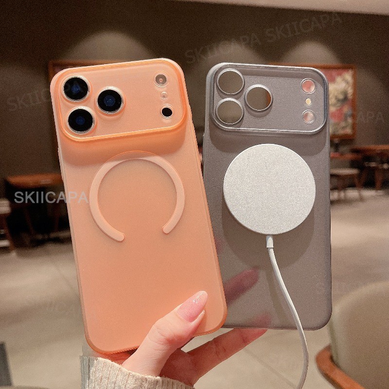 เคสแม่เหล็กฝ้าบางเฉียบสําหรับ iPhone 17 Pro Max การชาร์จแบบไร้สาย PP เคสป้องกันลายนิ้วมือสําหรับ iPhone Air 17Pro