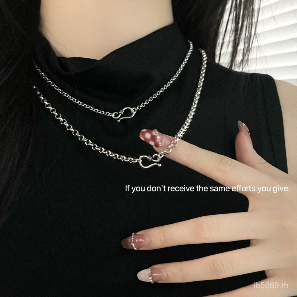 สร้อยคอม้วนวงกลม S925 พร้อมโซ่ O-chain ลายเดรสท์ สไตล์คลาสสิก เงินสเตอร์ลิง สำหรับชายและหญิง B8AM