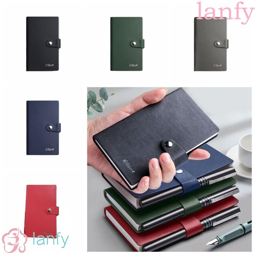 LANFY Pocket Notepad, Scrapbooking Memo Diary Planner A7 Mini Notebook, 100 แผ่น PU Cover Agenda Organizer หนาไดอารี่โน้ตบุ๊คโรงเรียนเครื่องเขียน