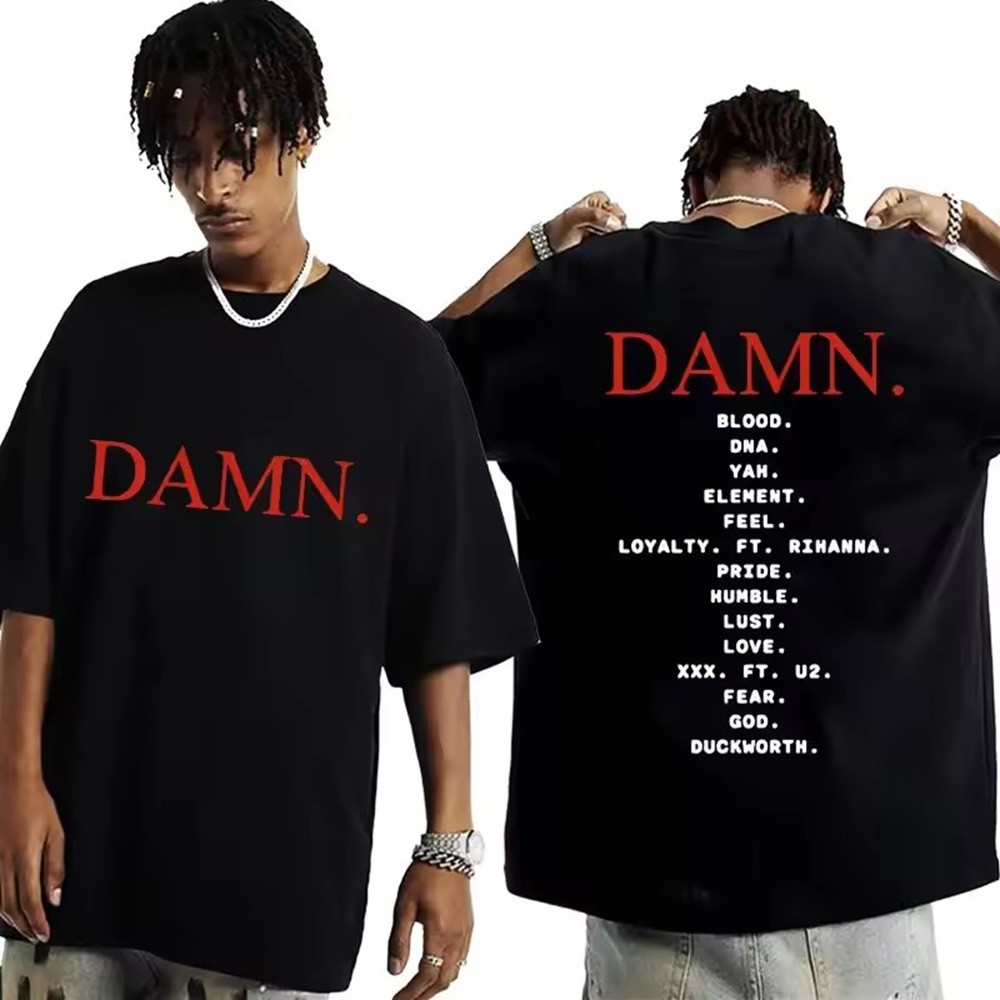 ใหม่พิมพ์นักร้อง Good Kid สไตล์ใหม่ Lamar2025 ผู้ชายรอบคอแขนสั้น Raptor เสื้อยืด 23HommeKendrick เคร