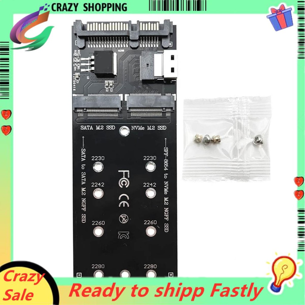 M2 SSD อะแดปเตอร์ M.2 Ngff SSD ถึง + M2 NVME SSD เป็น SFF-8654 Converter เป็น M2 การ์ดขยาย