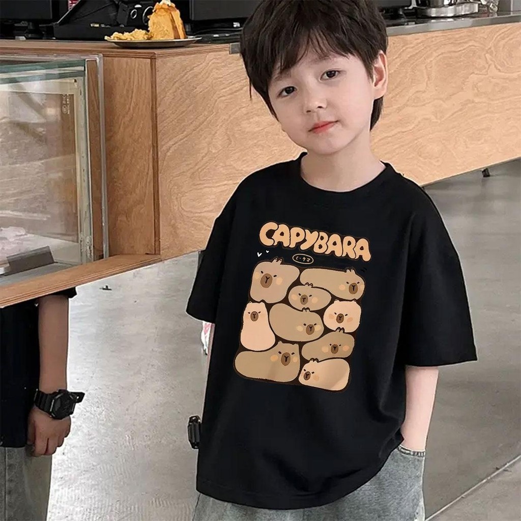 (จัดส่งตลอด 24 ชั่วโมง)พร้อมส่ง  เสื้อยืดแขนสั้นเด็ก ลายการ์ตูนน่ารัก เสื้อยืด cotton 100 คอกลม แขนสั้นพิมพ์ลาย J477