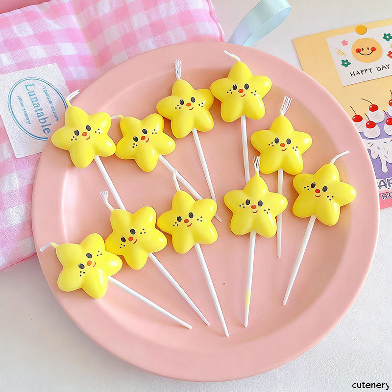😊Cutenery😊เทียนวันเกิดดาวA 5ชิ้น/ชุด ตกแต่งเค้กเทียนดาวห้าแฉกน่ารักปาร์ตี้การ์ตูนอบวันเกิด