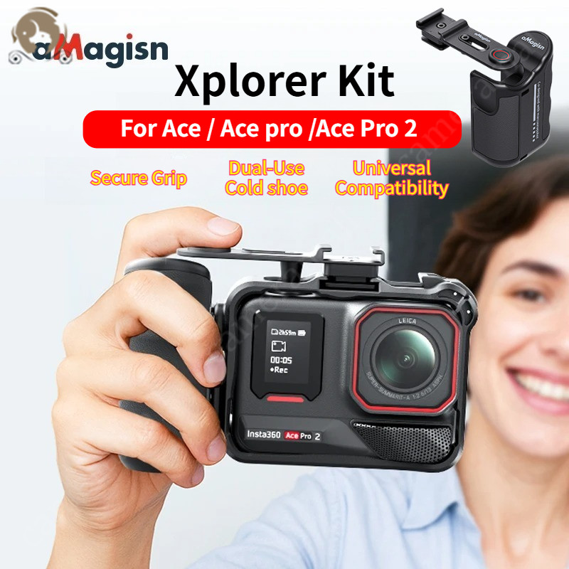 AMagisn Xplorer Grip Kit สําหรับ Insta360 Ace Pro/Ace Pro 2 Street การถ่ายภาพ Grip พลาสติกกล้อง Grip