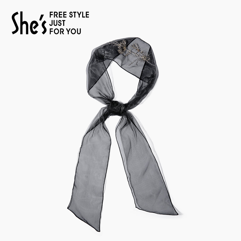 Shes Akako Materia Medica Gangmu ผ้าพันคอสบายน้ําหนักเบาเย็บปักถักร้อย Dandelion ที่คาดผมอเนกประสงค์