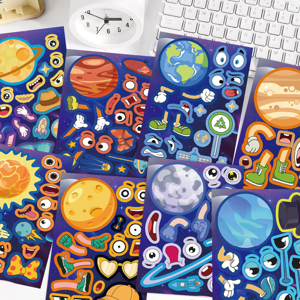 8 Planets เปลี่ยน Face Collage กระเป๋าเดินทางแล็ปท็อป iPad คู่มือ diy สติกเกอร์วัสดุตกแต่งสติกเกอร์