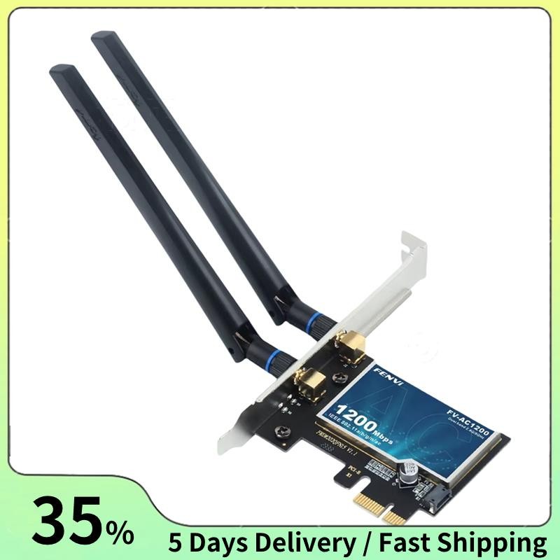 WiFi5 AC1200 PCIE อะแดปเตอร์ Bluetooth4.0 1200Mbps การ์ด Dual Band 2.4G/5GHz การ์ดเครือข่ายสําหรับ W