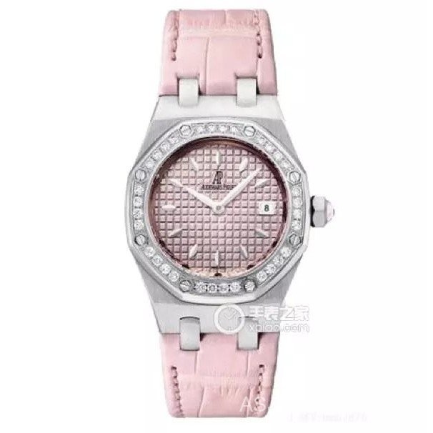 Aibi AP Aibi Royal Oak Series Quartz Ladies Watch Diamond Elegant Pink Watch 33mm หนังจระเข้ 67601