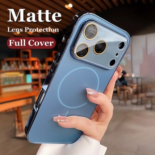 ใหม่17พื้นผิวเคลือบแม่เหล็กเคสโทรศัพท์สําหรับIPhone 17 Pro Max Air 13 14 15 16 Pro Maxปลอกแข็งชุบฝาครอบป้องกันเลนส์
