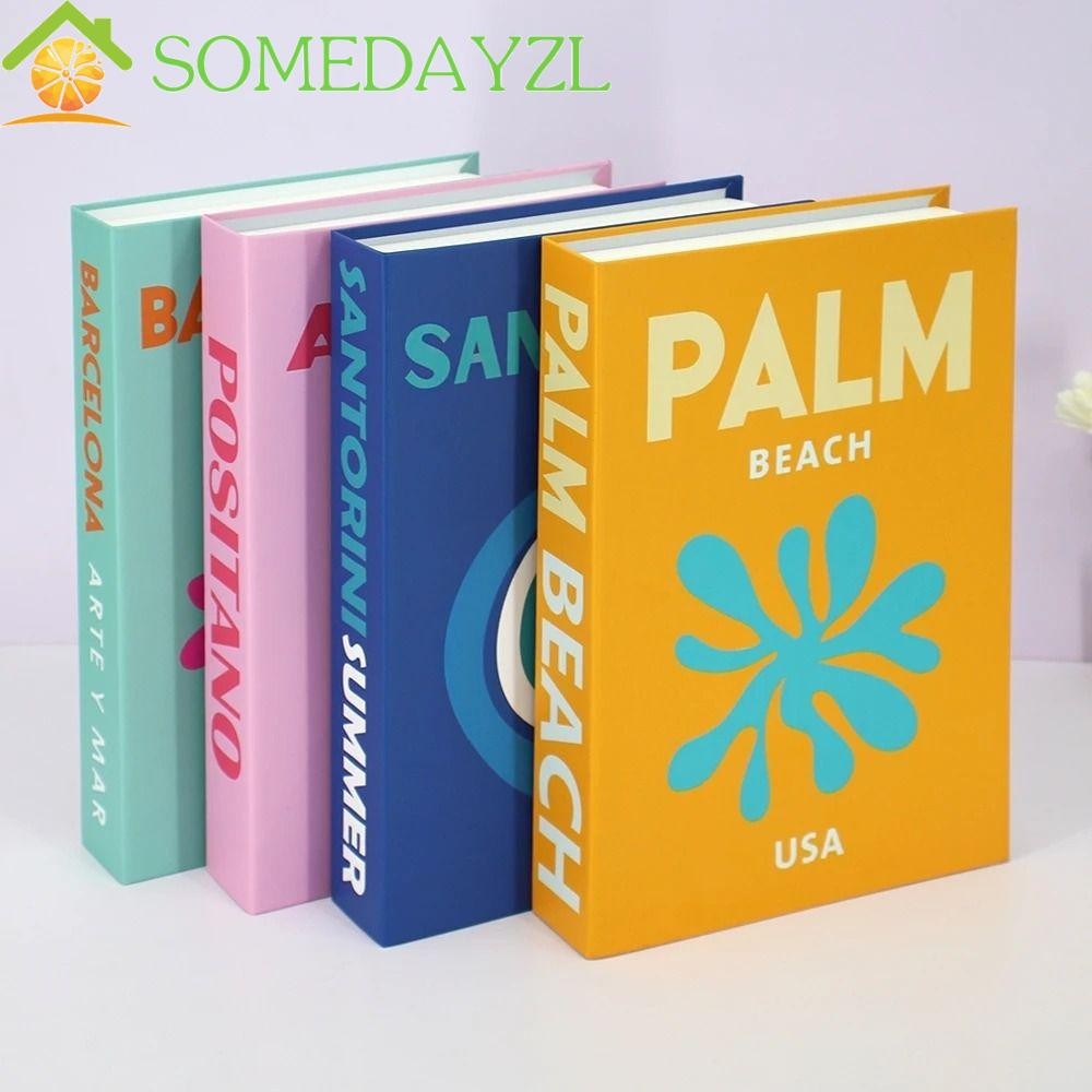 SOMEDAYZL หนังสือปลอมแฟชั่นสีสันสดใส สำหรับการถ่ายภาพและตกแต่งโต๊ะกาแฟ พร้อมกล่องเก็บหนังสือขนาดใหญ่
