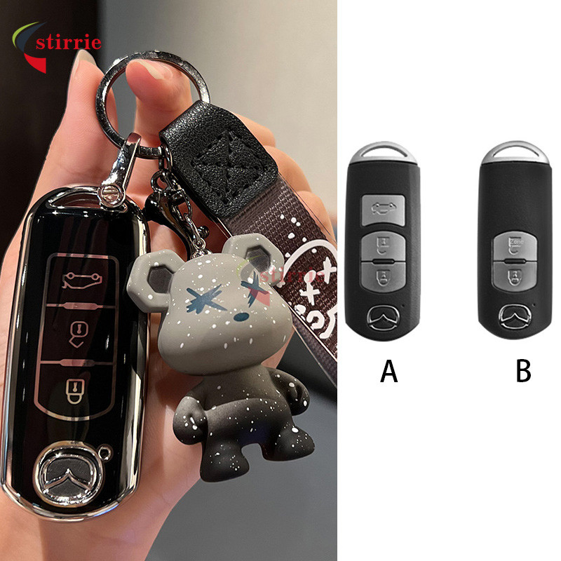 Mazda 2/3 ปุ่มกุญแจรถเหมาะสําหรับ Mazda 2/3/Cx-3/Cx-5/Skyactiv TPU ตะขอกุญแจรถ