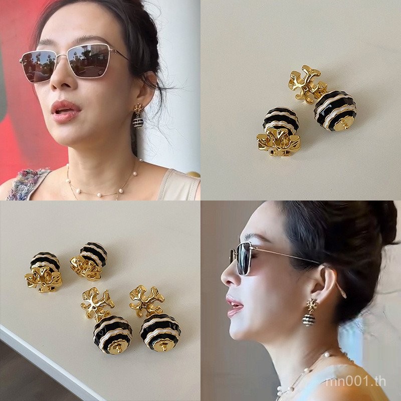 ต่างหูบอลลูนอากาศร้อนสีดำและสีขาวสำหรับผู้หญิง ออกแบบอย่างประณีตและหรูหรา ตามแบบฉบับแฟชั่นของ Zhang 