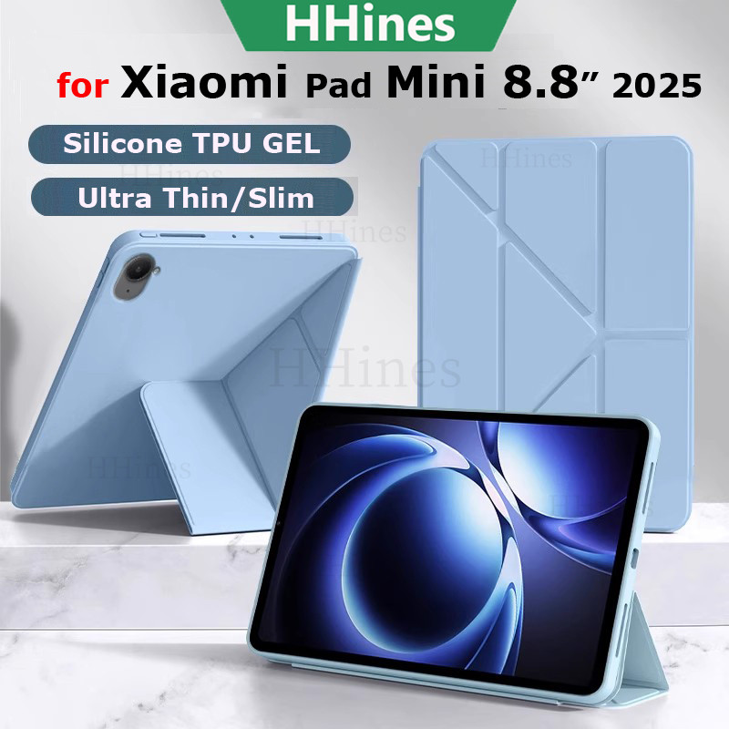 สําหรับ Xiaomi Pad Mini 8.8 "2025 สําหรับ Redmi K Pad 2025 8.8 นิ้ว Mi Pad SE 8.7" 2024 ที่ถอดออกได้ Ultra-Slim ซิลิโคน TPU เจล Y-foldable ขาตั้งป้องกันกรณีแท็บเล็ตฝาครอบ