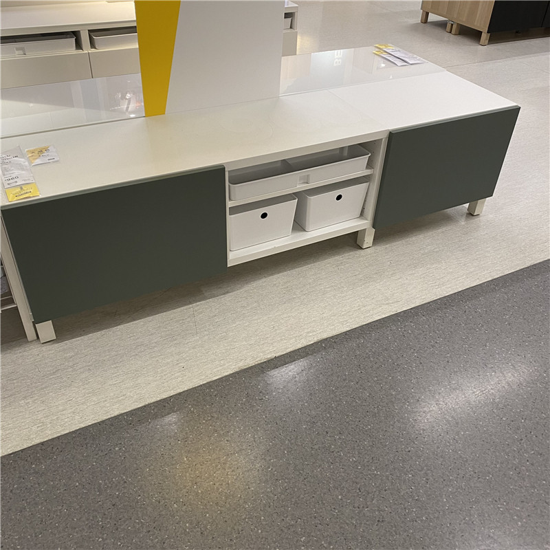 IKEA IKEA BESTA BESTA ตู้วางทีวี พื้นผิวกระจก ตู้วางทีวี 4 ช่อง โต๊ะแถบสีขาวสี่เหลี่ยม