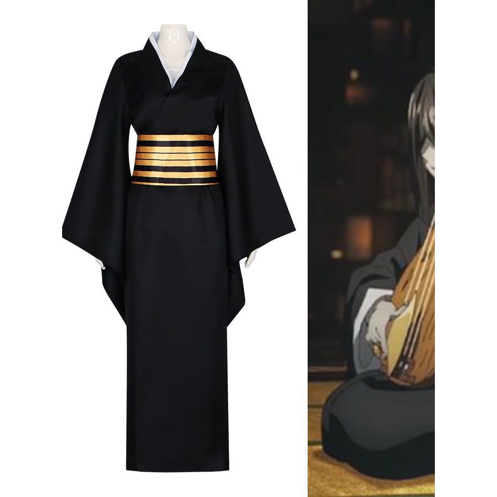Demon Slayer Nakime Cos เสื้อผ้าสิบสอง Kizuki สี่อะนิเมะคอสเพลย์ผู้หญิงชุดกิโมโนฮาโลวีนเครื่องแต่งกา