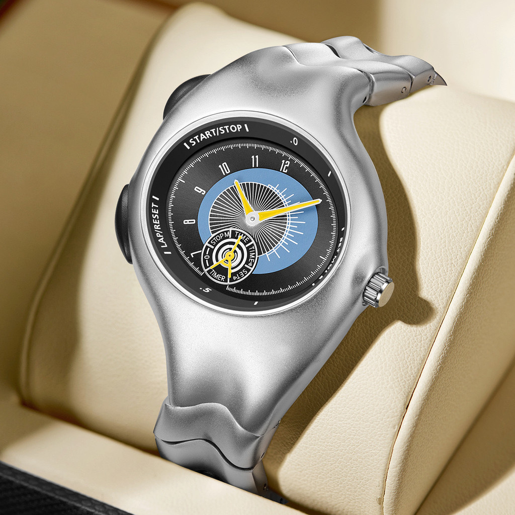 中古异形y2k装饰合金手表扭曲复古时尚高级ins小众石英腕表