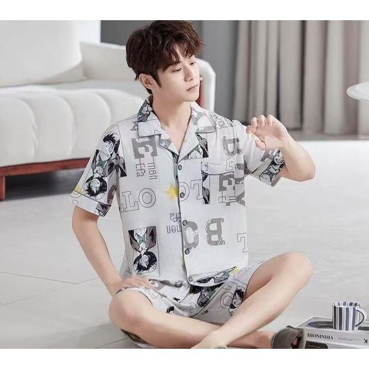 3333-1 C SBT ชุดนอนผู้ชาย แขนสั้นขาสั้น ผ้าร่อง เนื้อผ้านิ่มเด้ง มีหลายสีหลายขนาดให้เลือก สินค้าพร้อมส่งจากไทยทุกชิ้น