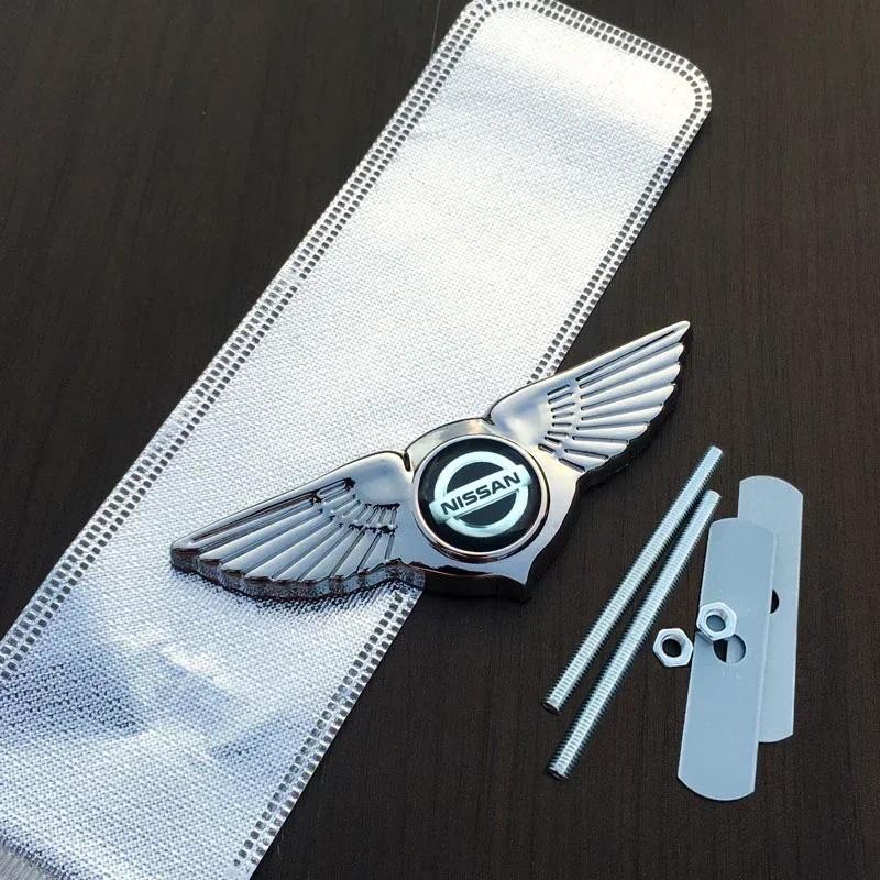 3D ปีกรถด้านหน้า Grille Emblem ด้านหลัง Badge สติกเกอร์สําหรับ Nissan Elgrand Juke 350Z 370Z Kicks M