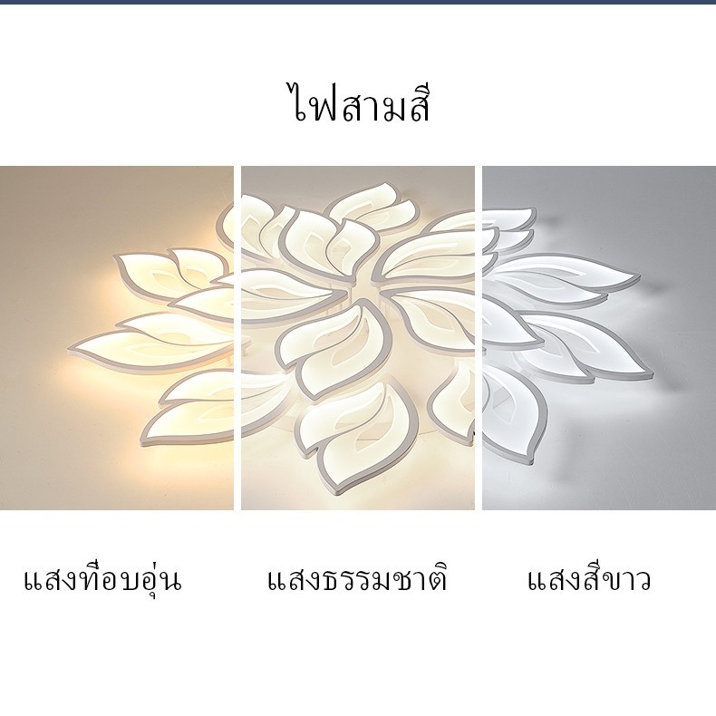 LED โคมไฟห้องนั่งเล่น ไฟสามสี โคมไฟเพดาน ทันสมัย นอร์ดิก ห้องรับประทานอาหาร ห้องนอน ห้องอ่านหนังสือ โคมระย้า - รูปที่ 2