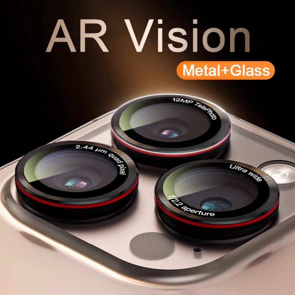 ติดตั้งง่าย Lycra AR AF ตัวป้องกันเลนส์กล้องสําหรับ iPhone 16 15 14 13 Pro Max 14 15 16 Plus HD คลุมทั้งหมดกระจกนิรภัยแหวนโลหะฝาครอบกล้องพร้อมเครื่องมือตําแหน่ง - รูปที่ 2