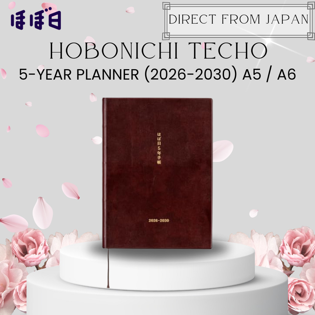 Hobonichi 5-Year Techo 2026–2030 A6 & A5 Notebook Japanese Planner for Daily Journaling & Memories