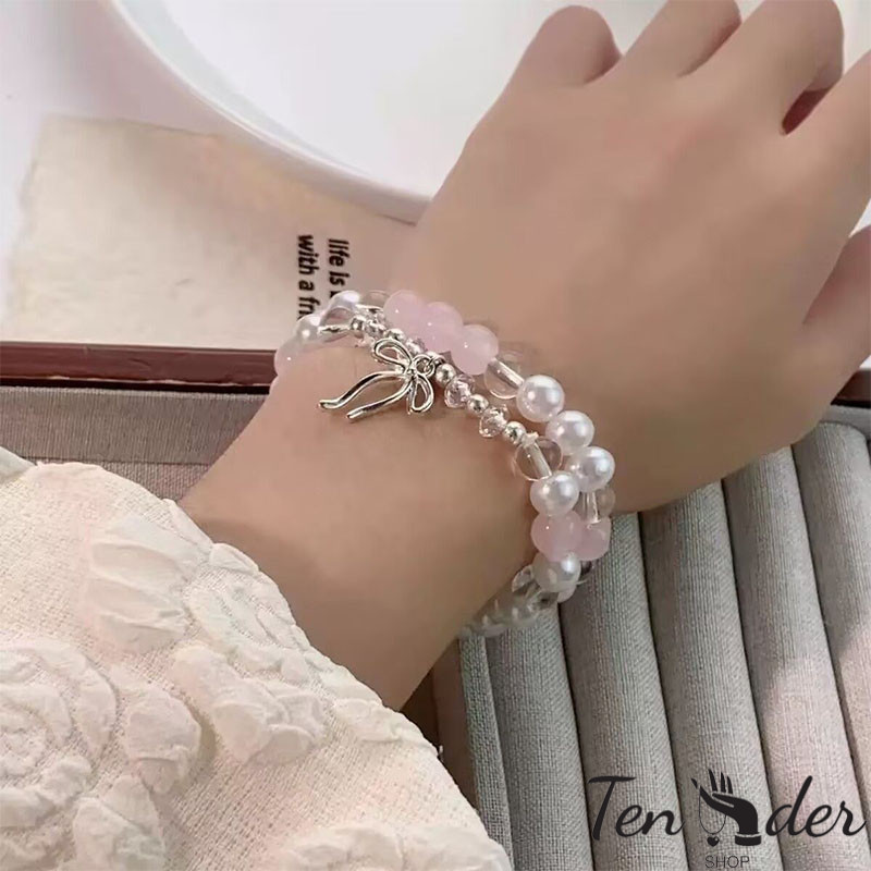 COD-ส่งเร็วจากไทย🎀โบว์ สองชั้น ลูกปัด สร้อยข้อมือ ผู้หญิง นางฟ้าสุดหวาน เรียบง่าย เพื่อนที่ดีที่สุด-Ten - รูปที่ 5