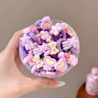สายรัดผมนุ่มนวลสำหรับเด็ก 20 ชิ้น พร้อมสายรัดผมหางม้าแบบแฟชั่น