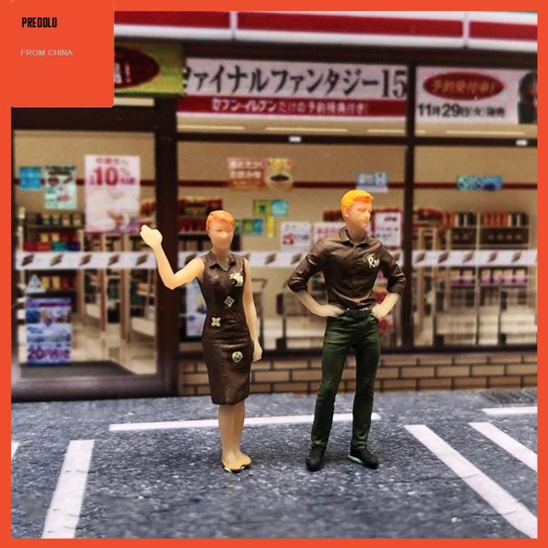 [Predolo] 1:64 S Scale Hand Painted Figures Figurine Dolls Building Table Black Vest