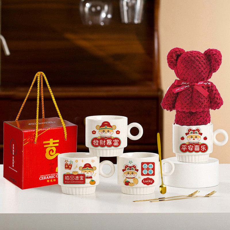 มีความสุขโชคดีงูแก้วของที่ระลึกครัวเรือนปีใหม่ของขวัญวันหยุดงานแต่งงานของขวัญวันเกิดกล่องถ้วยน้ําเซร