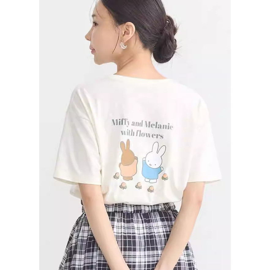 เสื้อยืดแขนสั้น ผ้าฝ้าย 100% ออกแบบโดยมีการ์ตูน Miffy