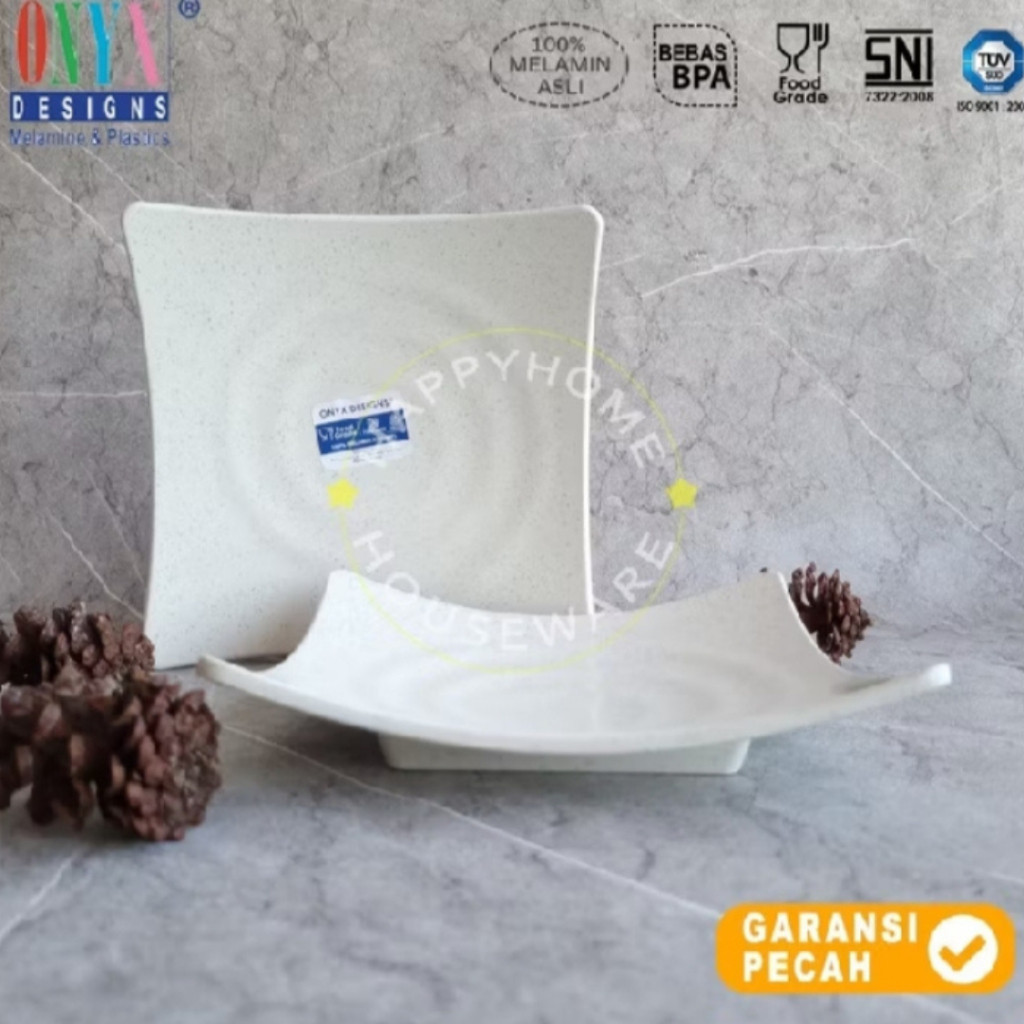 ONYX 8.5in Cosmic Square Plate / จานสี่เหลี่ยมเมลามีนพรีเมี่ยม 21cm Ivory